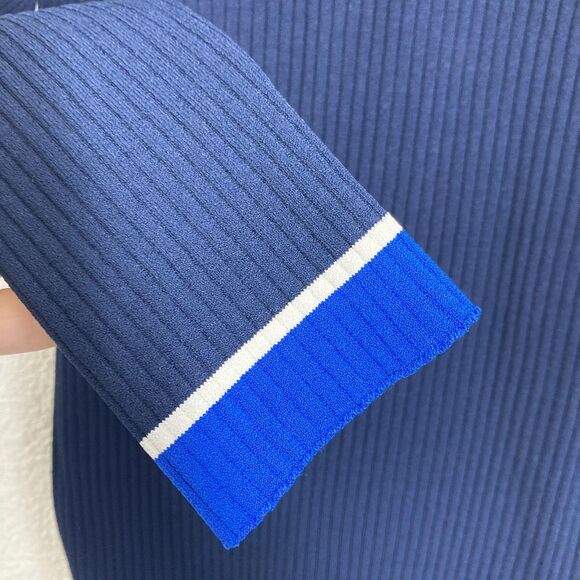 La Ligne New York Dress S Navy Blue Colorblock Ribbed Knit Bodycon Long Sleeve - Picture 9 of 16